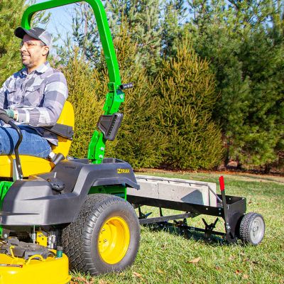 Image showing 6 th Brinly Tow-Behind 42 in. Plug Aerator with Easy-Store Handle for Lawn Tractors and Zero-Turn Mowers