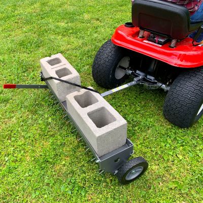 Image showing 5 th Brinly Tow-Behind 40 in. Tow Spike Aerator with Transport Wheels and 3-D Galvanized Steel Tines