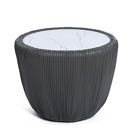 LuxenHome 15.8 in. H Gray Round Side Table