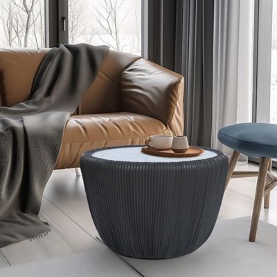 Image showing  15.8 in. H Gray Round Side Table