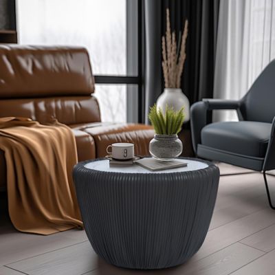Image showing  15.8 in. H Gray Round Side Table