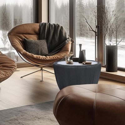 Image showing  15.8 in. H Gray Round Side Table