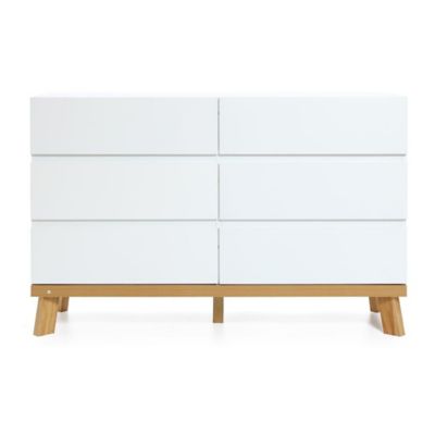 LuxenHome Modern White Wood 6-Drawer Dresser