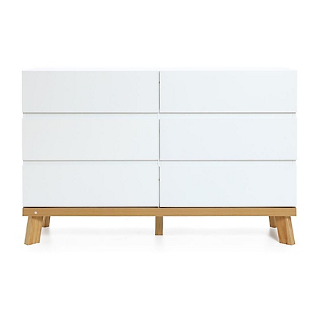LuxenHome Modern White Wood 6-Drawer Dresser