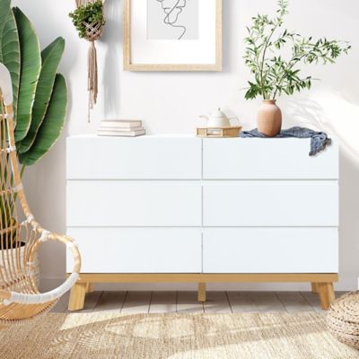 Image showing  6-Drawer Modern Wood Dresser, White