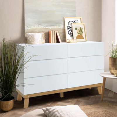 Image showing  6-Drawer Modern Wood Dresser, White