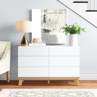 Image showing  6-Drawer Modern Wood Dresser, White