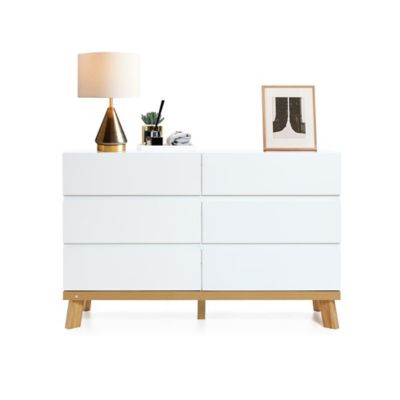 Image showing  6-Drawer Modern Wood Dresser, White