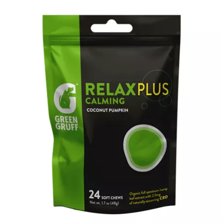 Green Gruff RELAX Plus CBD Soothing Supplemental Treats for Dogs 24 ct Dog Anxiety Supplements