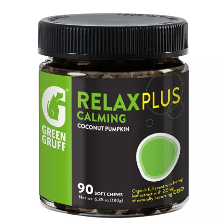 Green Gruff RELAX Plus CBD Soothing Supplemental Treats for Dogs 90 ct Dog Anxiety Supplements