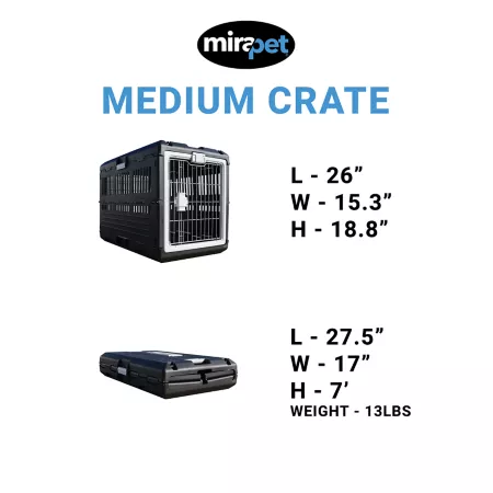 Mirapet Premium 1-Door Folding Crate and Carrier with Ventilation and Hard Plastic Wall Protection Medium 22 in. Plastic Crates