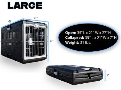 Mirapet Premium Collapsible Pet Carrier and Crate with 360-Degree Ventilation and Hard Plastic Wall Protection, 28 in. H (Large)
