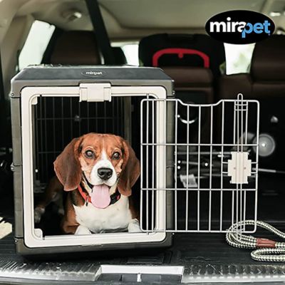 Image showing  1-Door Premium Collapsible Pet Carrier and Crate with Ventilation and Hard Plastic Wall Protection, Large, 28 in.
