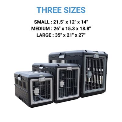Image showing  1-Door Premium Collapsible Pet Carrier and Crate with Ventilation and Hard Plastic Wall Protection, Large, 28 in.