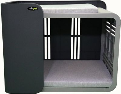 Mirapet Modern Pet Penthouse with Durable, Hollow Design, Great Ventilation and Easy Installation - Med Gray/Dark Gray