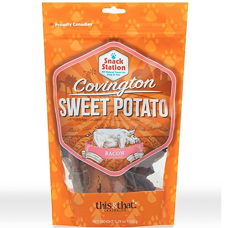 Snack Station Premium Covington Sweet Potato Bacon Flavor Dehydrated Dog Treats, 5.29 oz.
