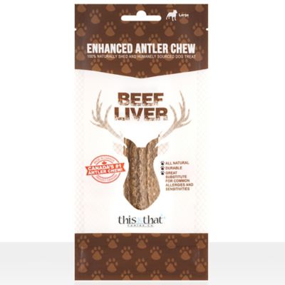 Nature's Toughest Chew Beef Liver Enhanced Elk Antler - Large