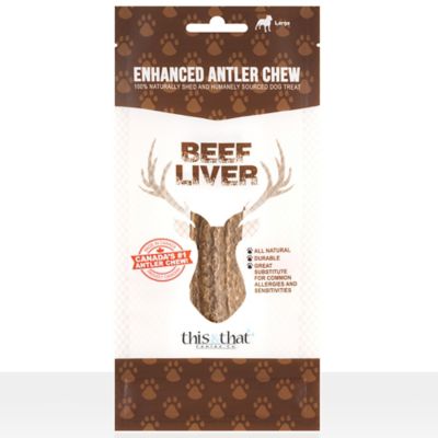 Nature's Toughest Chew Large Beef Liver Enhanced Elk Antler Dog Chew