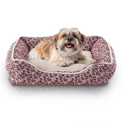 Elle Printed Microsuede Cuddler Dog Bed with Plush Center