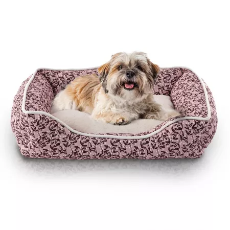 Elle Printed Microsuede Cuddly Dog Bed with Plush Center Bolster Dog Beds