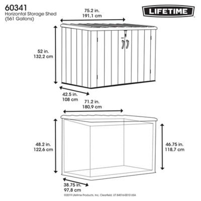 Image showing 9 th Lifetime 75.2 x 42.5in. Horizontal Storage Shed, 75 cu. ft.