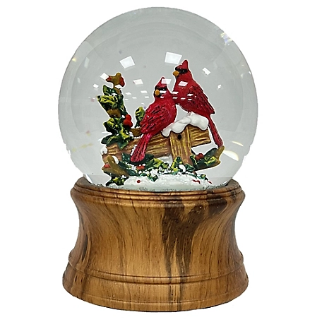 Ashfield & Harkness Woodland Cardinal Pair Decorative Snow Globe