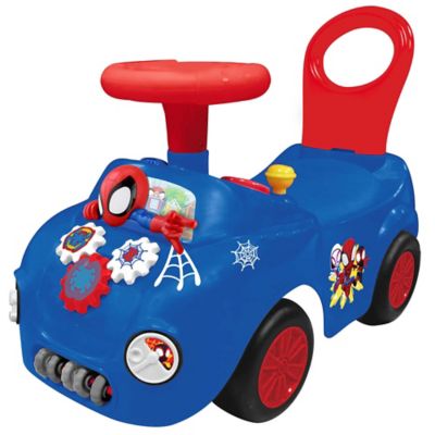 Image showing  Kiddieland Disney Lights 'N' Sounds: Spidey and His Friends Web Racer Ride-On Push Toy Car