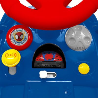 Image showing  Kiddieland Disney Lights 'N' Sounds: Spidey and His Friends Web Racer Ride-On Push Toy Car