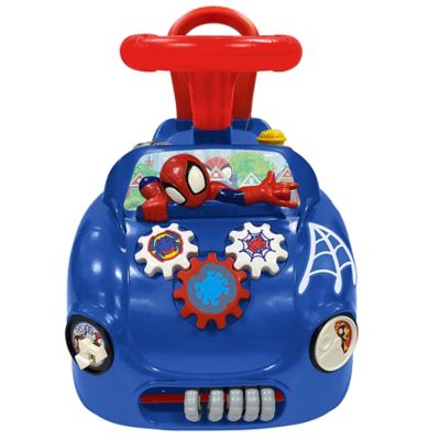 Image showing  Kiddieland Disney Lights 'N' Sounds: Spidey and His Friends Web Racer Ride-On Push Toy Car