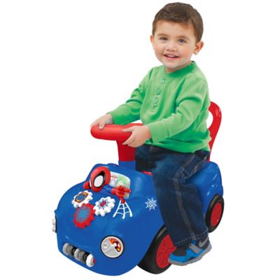 Image showing  Kiddieland Disney Lights 'N' Sounds: Spidey and His Friends Web Racer Ride-On Push Toy Car