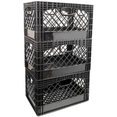 DuraTuff Heavy-Duty Milk Crates for Storage, 3 Stackable Storage Containers