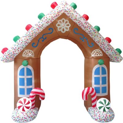 Fraser Hill Farm 8 ft. Tall Prelit Gingerbread Arch Inflatable