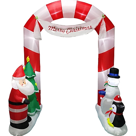 Fraser Hill Farm 8 ft. Tall Prelit Candy Cane Arch Inflatable