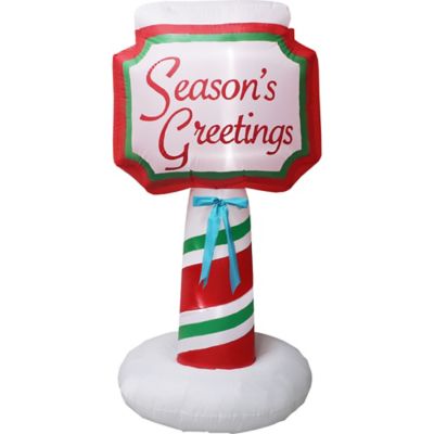 Fraser Hill Farm 6 ft. Tall Prelit Season's Greetings Sign Inflatable