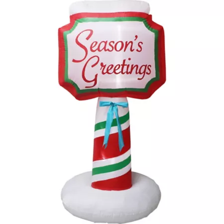 Fraser Hill Farm 6 Feet Tall Pre-Lit Inflatable Greeting Sign Christmas Inflatables