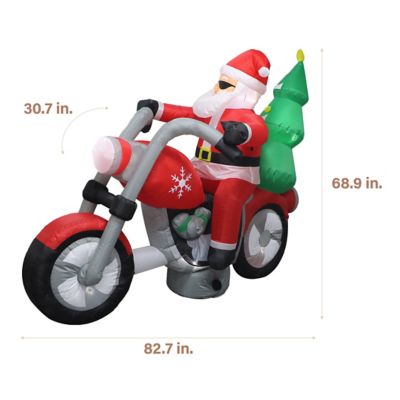 Image showing  7 ft. Wide Prelit Santa on Motorcycle Inflatable