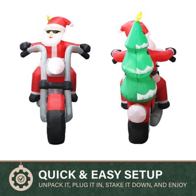 Image showing  7 ft. Wide Prelit Santa on Motorcycle Inflatable