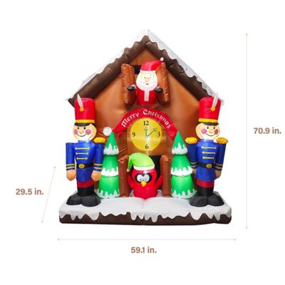 Image showing  6 ft. Tall Prelit Santa Nutcracker Cuckoo Clock Inflatable with Music