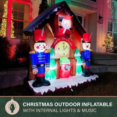 Image showing  6 ft. Tall Prelit Santa Nutcracker Cuckoo Clock Inflatable with Music