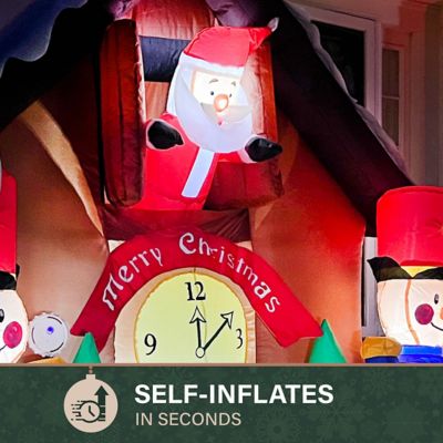 Image showing  6 ft. Tall Prelit Santa Nutcracker Cuckoo Clock Inflatable with Music