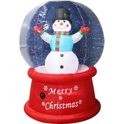 Fraser Hill Farm 6 ft. Tall Multicolor Prelit Snowman Snow Globe Inflatable with Music