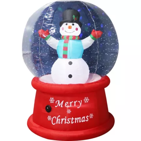 Fraser Hill Farm Pre-Lit Multi-Color Inflatable Snowman Snow Globe with Music 6 Feet Tall Christmas Inflatables