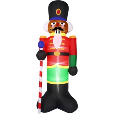 Fraser Hill Farm 10 ft. Pre-Lit African American Nutcracker Inflatable Christmas Decoration