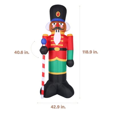 Image showing  10 ft. Pre-Lit African American Nutcracker Inflatable Christmas Decoration