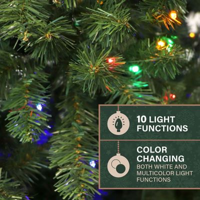 Image showing 5 th Fraser Hill Farm 7.5 ft. Pre-Lit Noel Pine Artificial Christmas Tree with Dual Multicolor & Warm White Color Changing 5mm LEDs