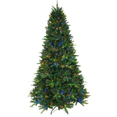 Fraser Hill Farm 9ft. York Pine Artificial Christmas Tree, Memory Wire Branches & Dual Multicolor & Warm White 3MM LED Lights