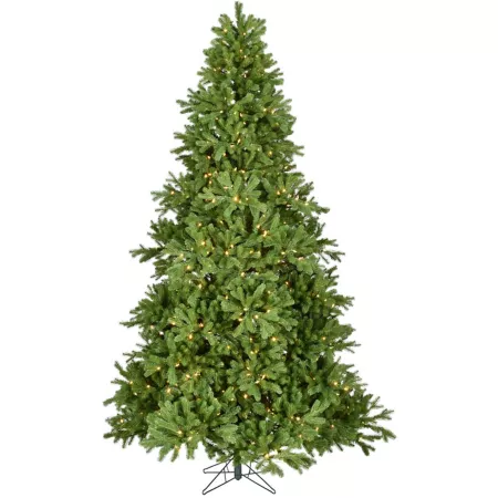 Fraser Hill Farm 8 feet Asheville Pine Artificial Christmas Tree with Warm White LED Lights 100% PE Branches and Foot Pedal Control Artificial Christmas Trees