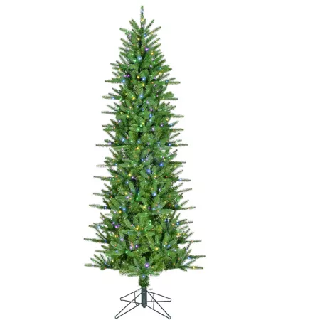 Fraser Hill Farm 6.5 feet Carmel Pine Artificial Christmas Tree Double Multicolor and Warm White LED Lights and Remote Control Artificial Christmas Trees