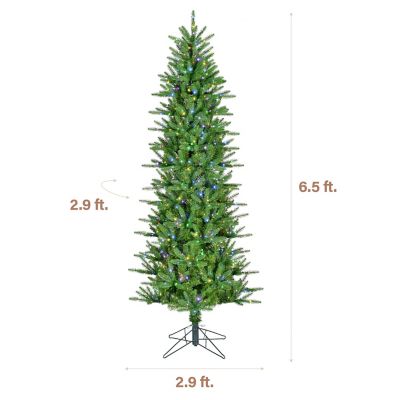 Image showing  6.5ft. Carmel Pine Artificial Christmas Tree, Dual Multicolor & Warm White Fairy LED Lights & Remote Control