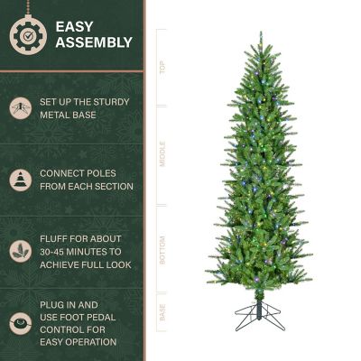 Image showing  6.5ft. Carmel Pine Artificial Christmas Tree, Dual Multicolor & Warm White Fairy LED Lights & Remote Control